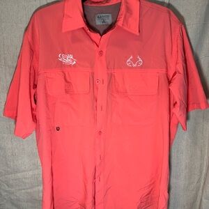 Coral Short Sleeve Button-Up Fishing Shirt